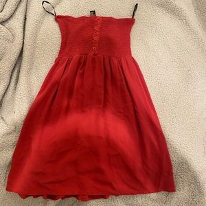 red strapless dress from Forever 21
